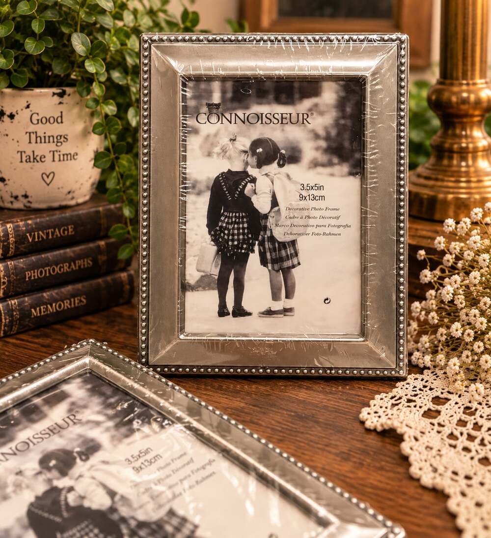 Connoisseur Photo Frame LOT 3.5x5 Brushed Silver Tone Metal Gallery Wall NEW Vtg